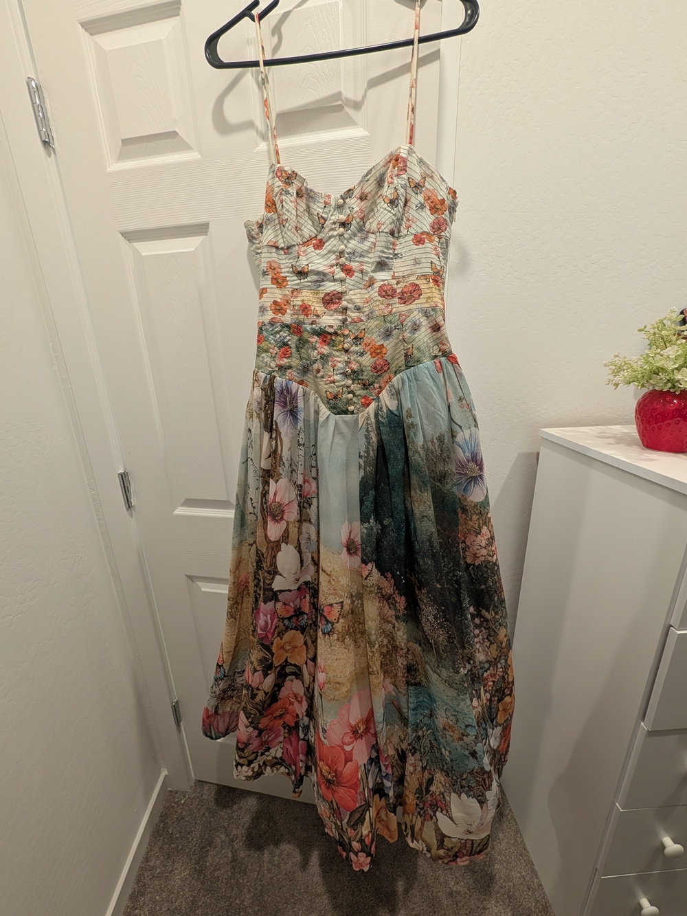 Anthropologie Floral Maxi Dress in Multi-Color Pastels